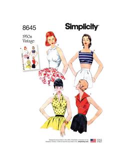 Simplicity 1950's Vintage Halters and Sun Tops, 8645, 