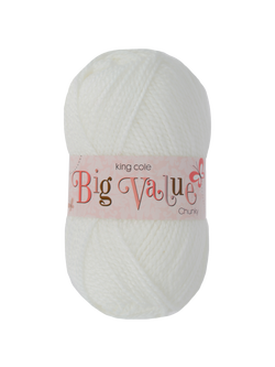 King Cole Big Value Chunky Yarn, 100g, White