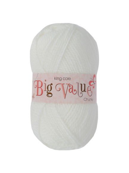 King Cole Big Value Chunky Yarn, 100g, White