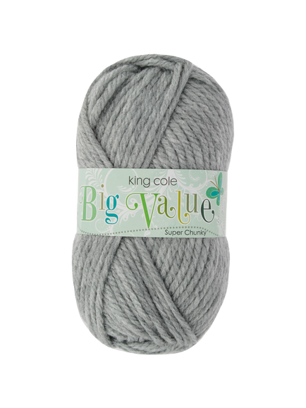 King Cole Big Value Super Chunky Yarn, 100g, Grey