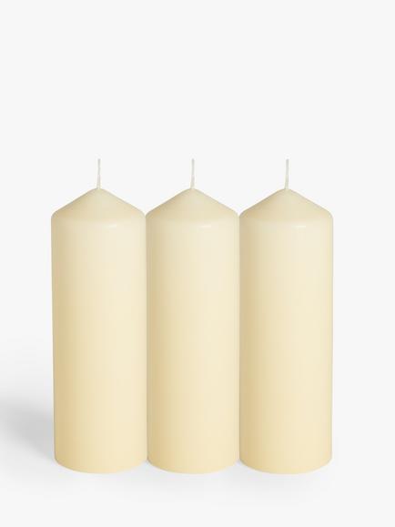 John Lewis ANYDAY Large Pillar Candle, Ivory, Set of 3, 