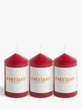 John Lewis ANYDAY Small Pillar Candle, Red, Set of 3