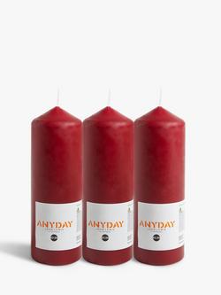 John Lewis ANYDAY Large Pillar Candle, Red, Set of 3, 