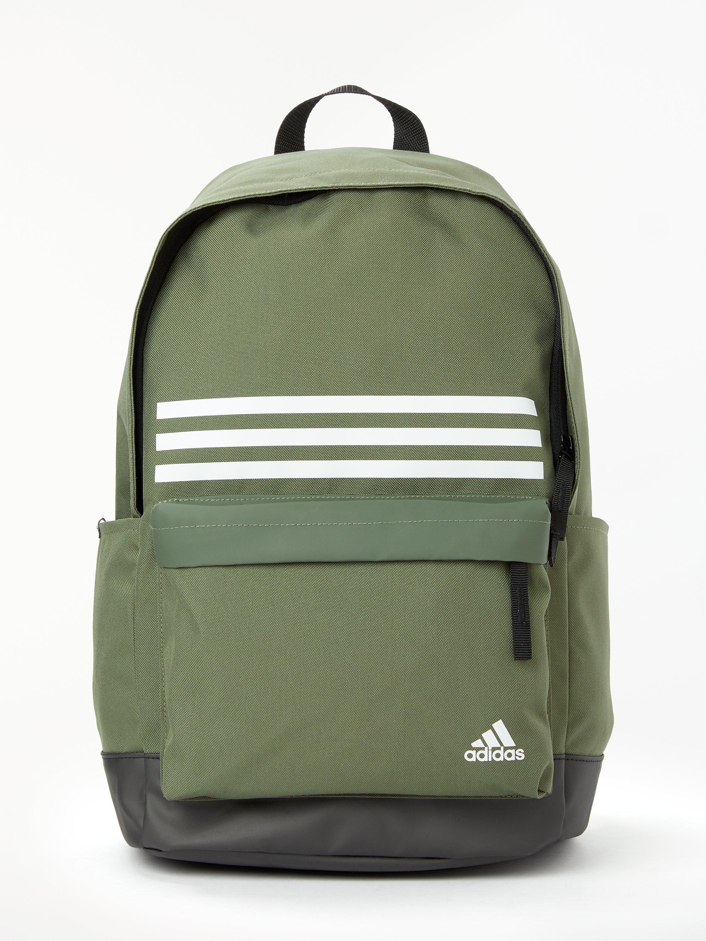 adidas Classic 3-Stripes Pocket Backpack, Raw Khaki/Black