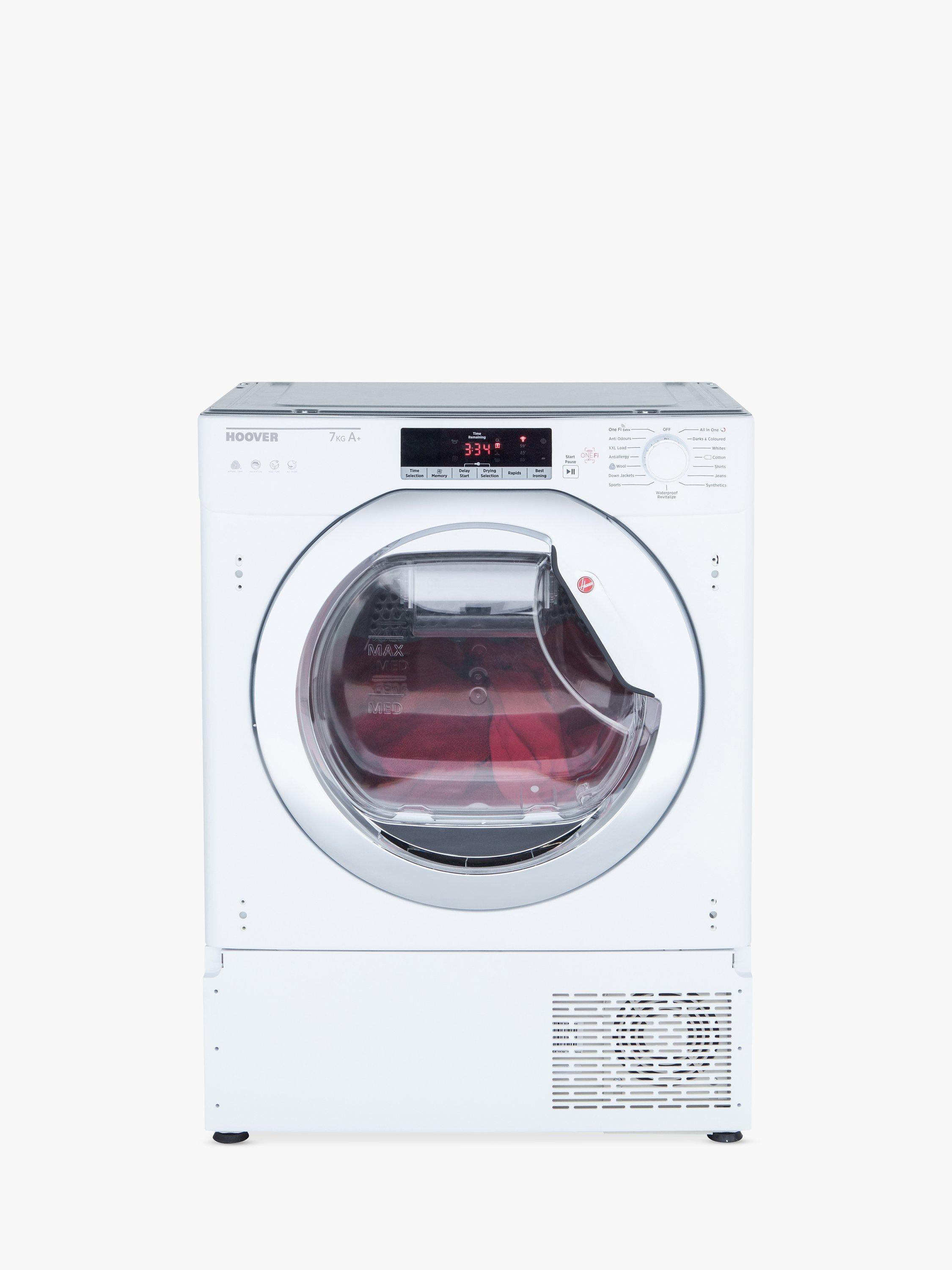 Hoover HTDBW H7A1TCE Integrated Heat Pump Tumble Dryer with NFC, 7kg Load, A+ Energy Rating, White