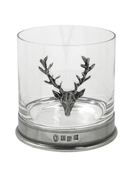 English Pewter Company Single Stag Head Tumbler, Crystal, 13.5oz, Pewter