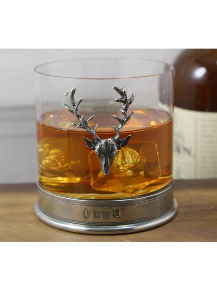 English Pewter Company Single Stag Head Tumbler, Crystal, 13.5oz - view 2, Pewter