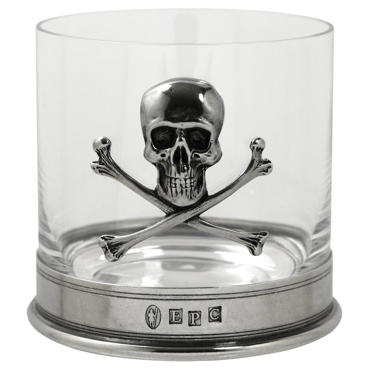 English Pewter Company Skull Tumbler, Crystal, 13.5oz