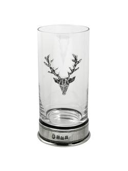 English Pewter Company Single Stag Highball Spirit Glass, Crystal, 12oz, Pewter