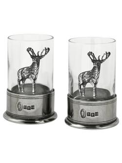 English Pewter Company Crystal Stag Shot Glasses, Set of 2, Pewter