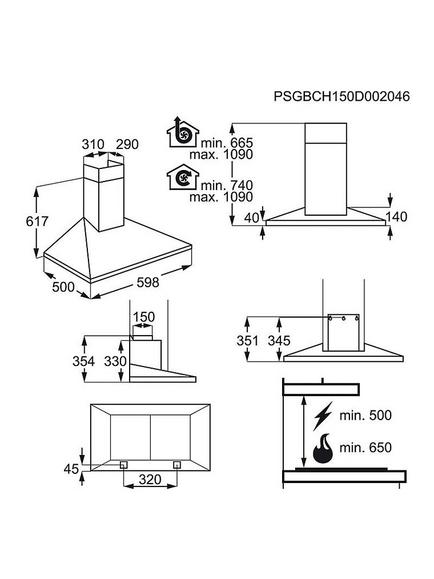AEG DKB4650M Chimney Cooker Hood, Stainless Steel - view 2, Stainless Steel