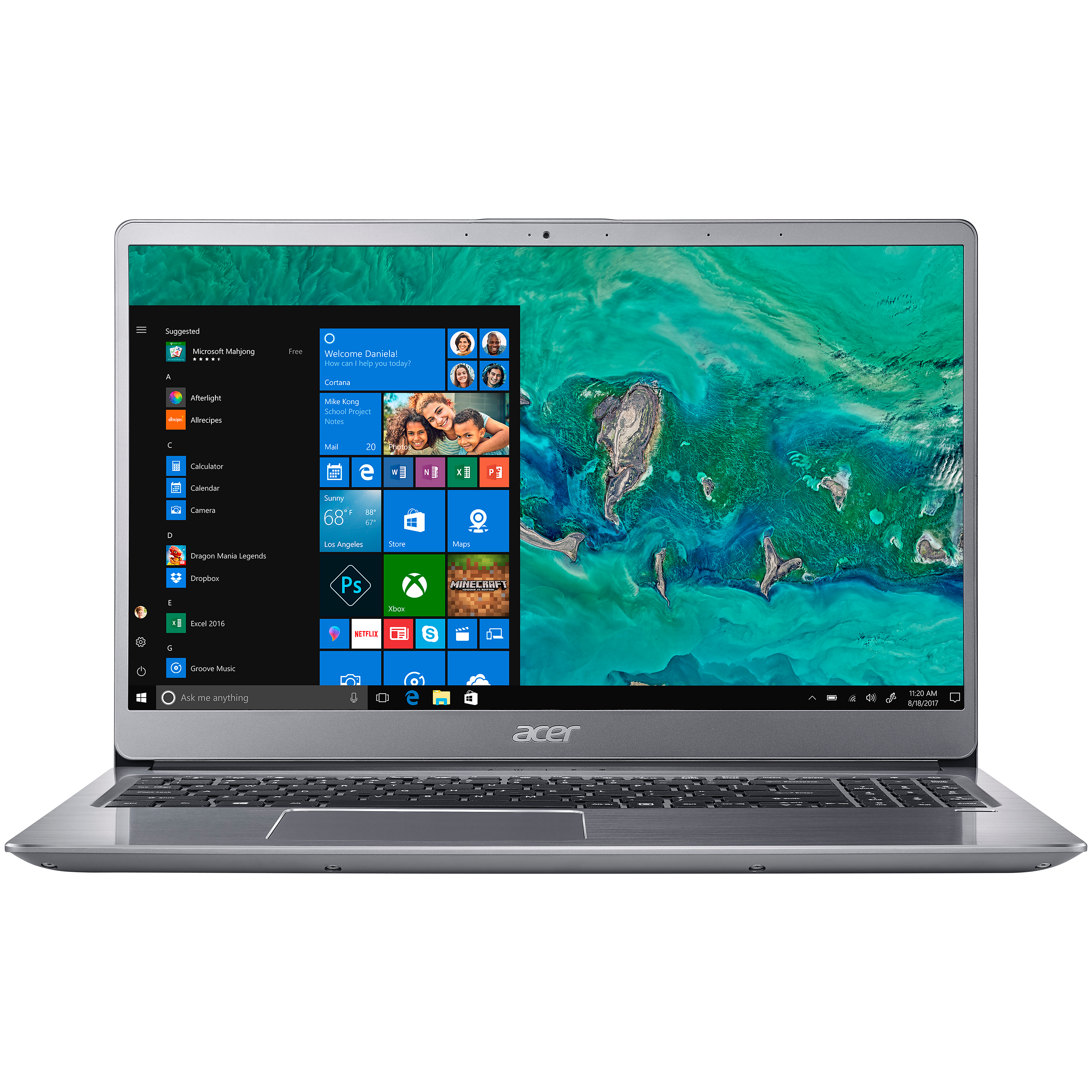 Acer Swift 3 SF315-52G Laptop, Intel Core i7, 8GB RAM + 16GB Intel Optane, 1TB HDD, 15.6", 4G/LTE/ACPC, Sparkly Silver