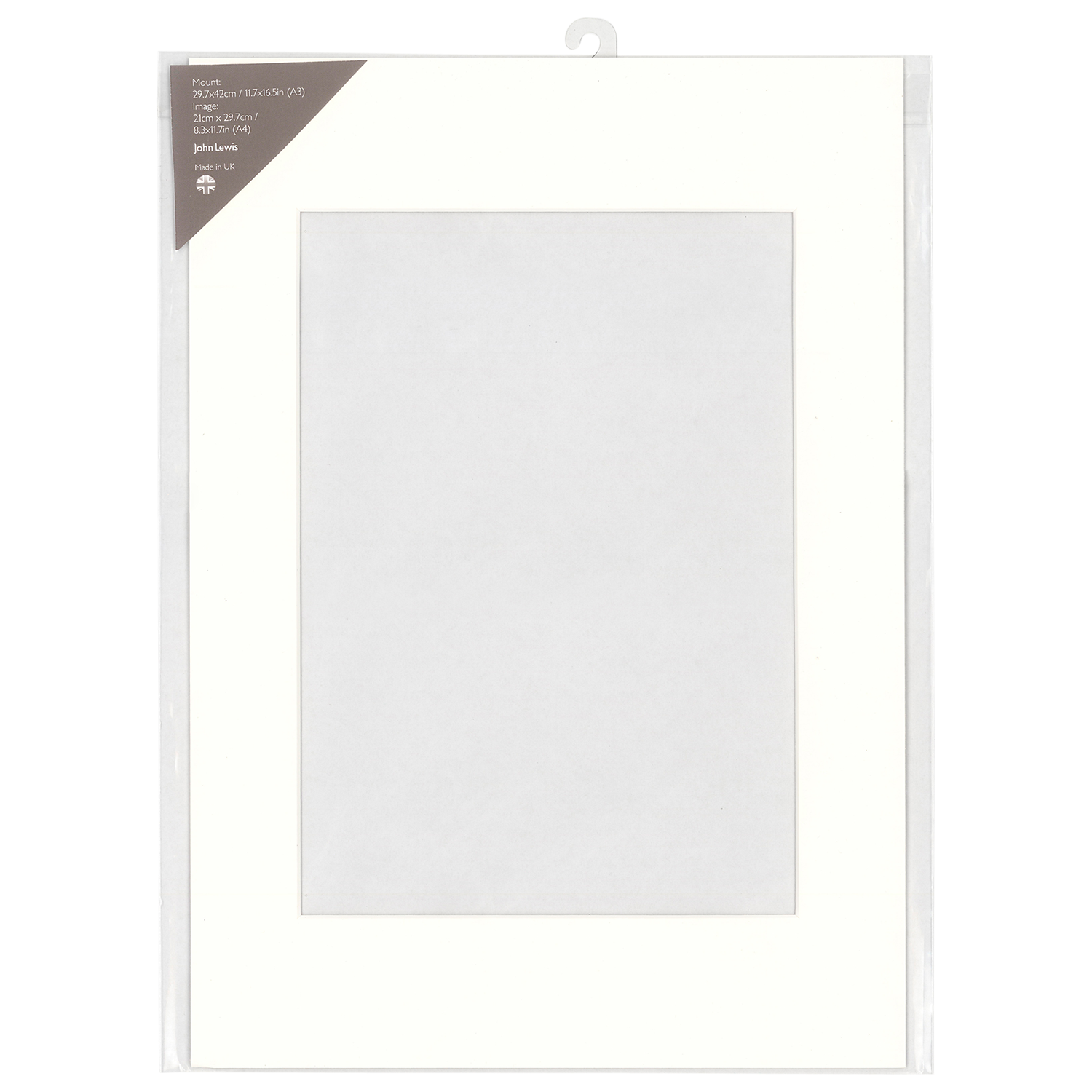 John Lewis Photo Mount A4 (21 x 30cm) Image for A3 Frame, White