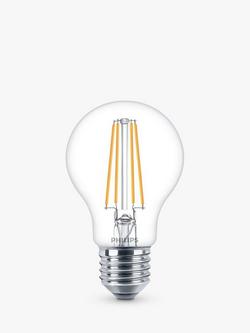 Philips 7W ES LED Classic Filament Bulbs, Warm White, Non Dimmable, Pack of 6, Clear