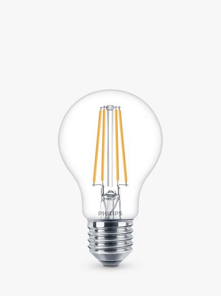 Philips 7W ES LED Classic Filament Bulbs, Warm White, Non Dimmable, Pack of 6, Clear