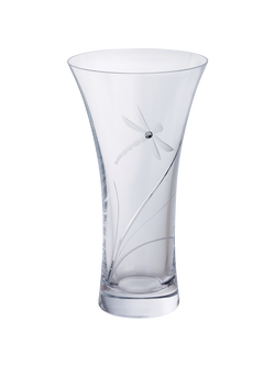 Dartington Crystal Dragonfly Vase, Medium, H21.5cm, Clear, Clear