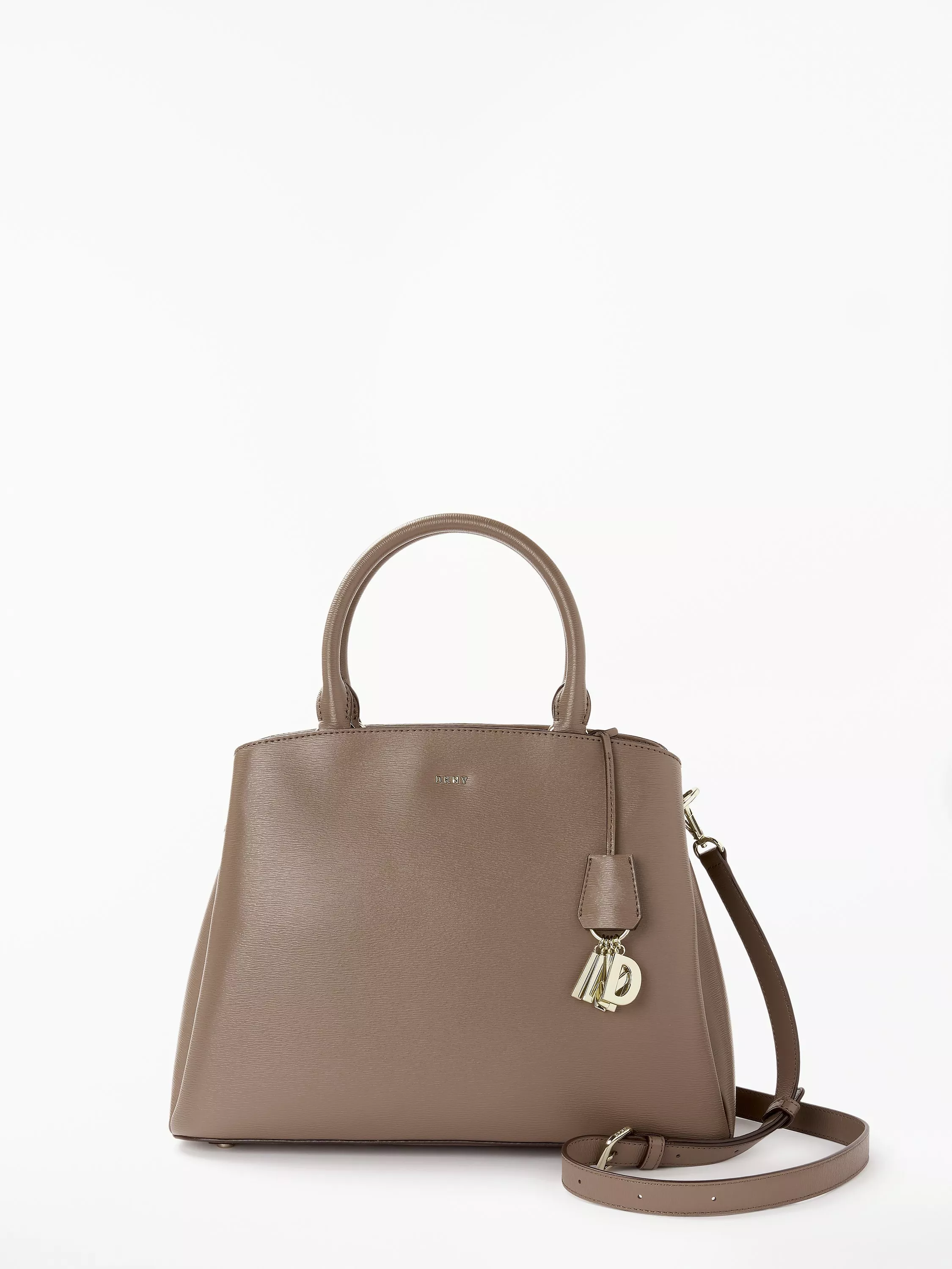 DKNY Paige Large Leather Satchel Bag Desert