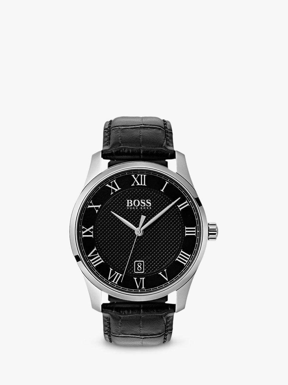 BOSS Men's Master Date Leather Strap Watch