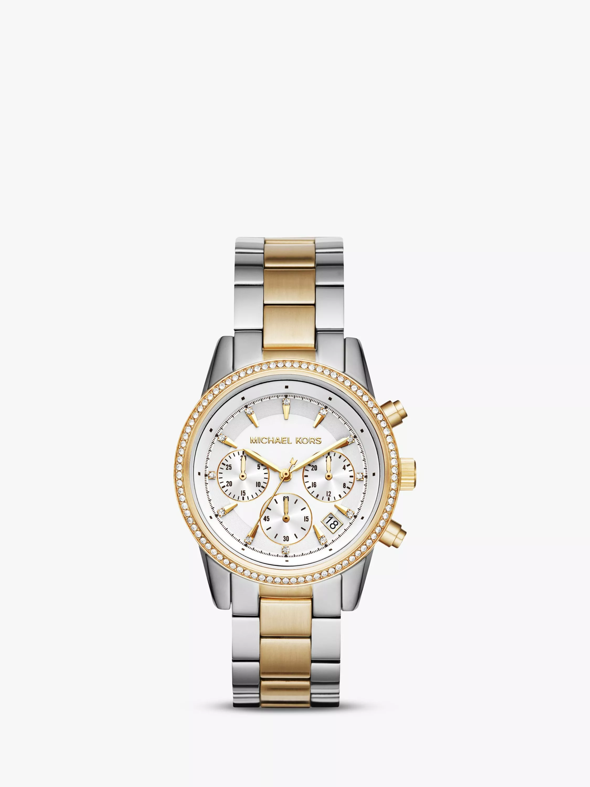 Michael kors silver watch with rhinestones best sale