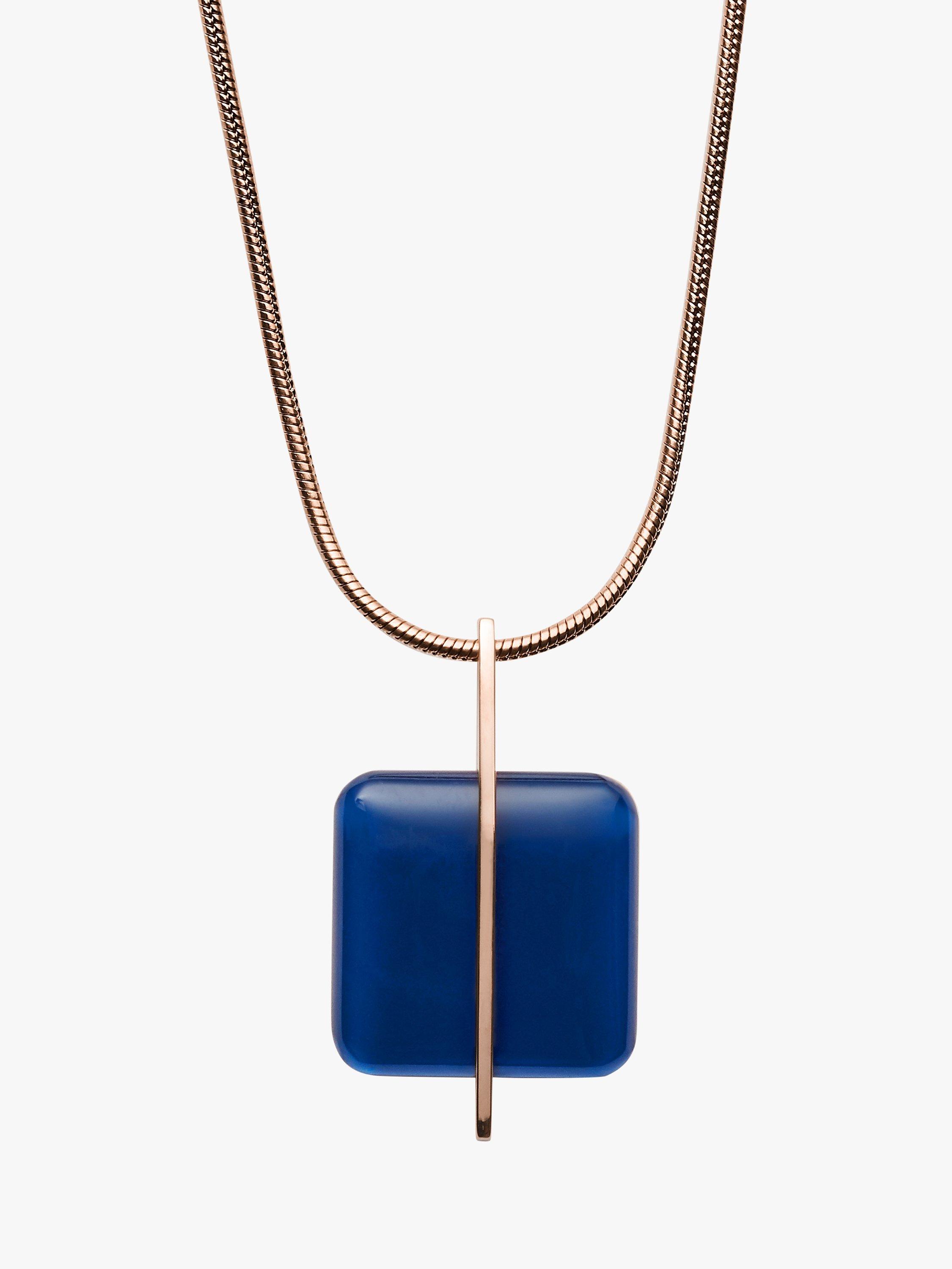 Skagen Sea Glass Pendant Necklace, Rose Gold/Blue SKJ1134791