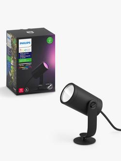 Philips Hue White and Colour Ambiance Lily LED Smart Outdoor Spotlight Extension, Black, Black