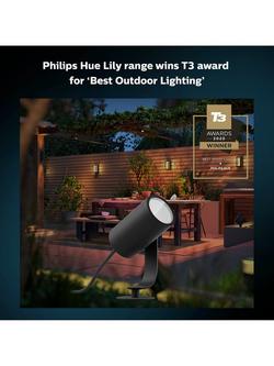 Philips Hue White and Colour Ambiance Lily LED Smart Outdoor Spotlight Extension, Black - view 2, Black