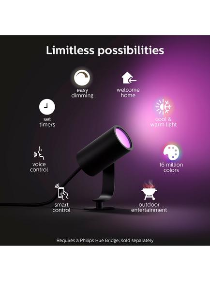 Philips Hue White and Colour Ambiance Lily LED Smart Outdoor Stake Lights, Set of 3 - view 2, Black