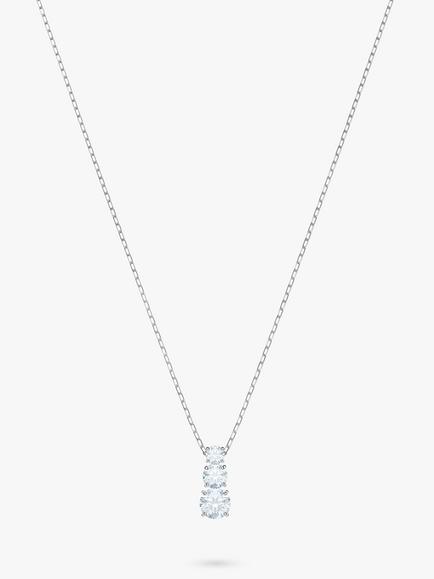 Swarovski Attract Triple Crystal Pendant Necklace, Silver/Clear, Silver/Clear