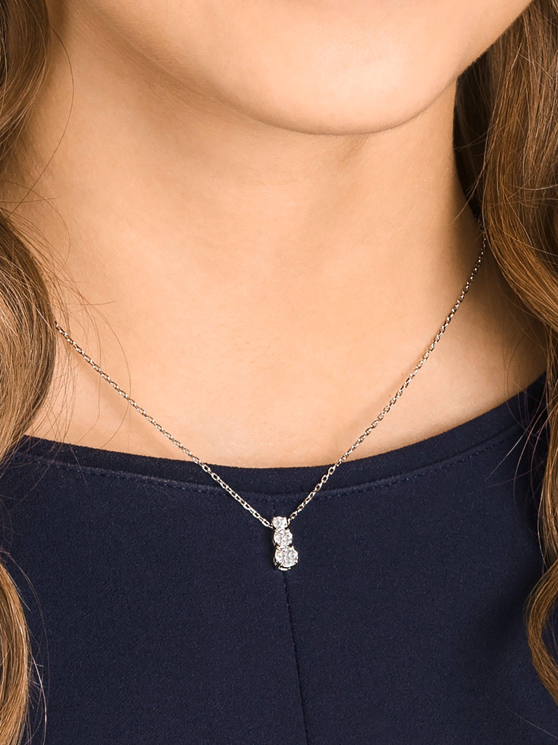 Product image 3 of 4, which shows Swarovski Attract Triple Crystal Pendant Necklace, Silver/Clear