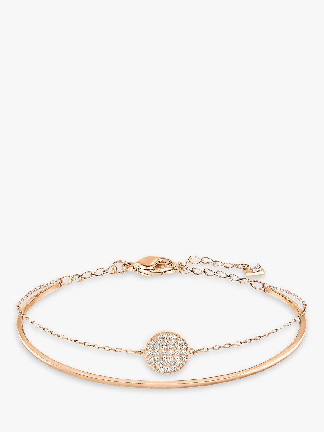 Swarovski Romance Crystal Round Charm Bangle, Rose Gold