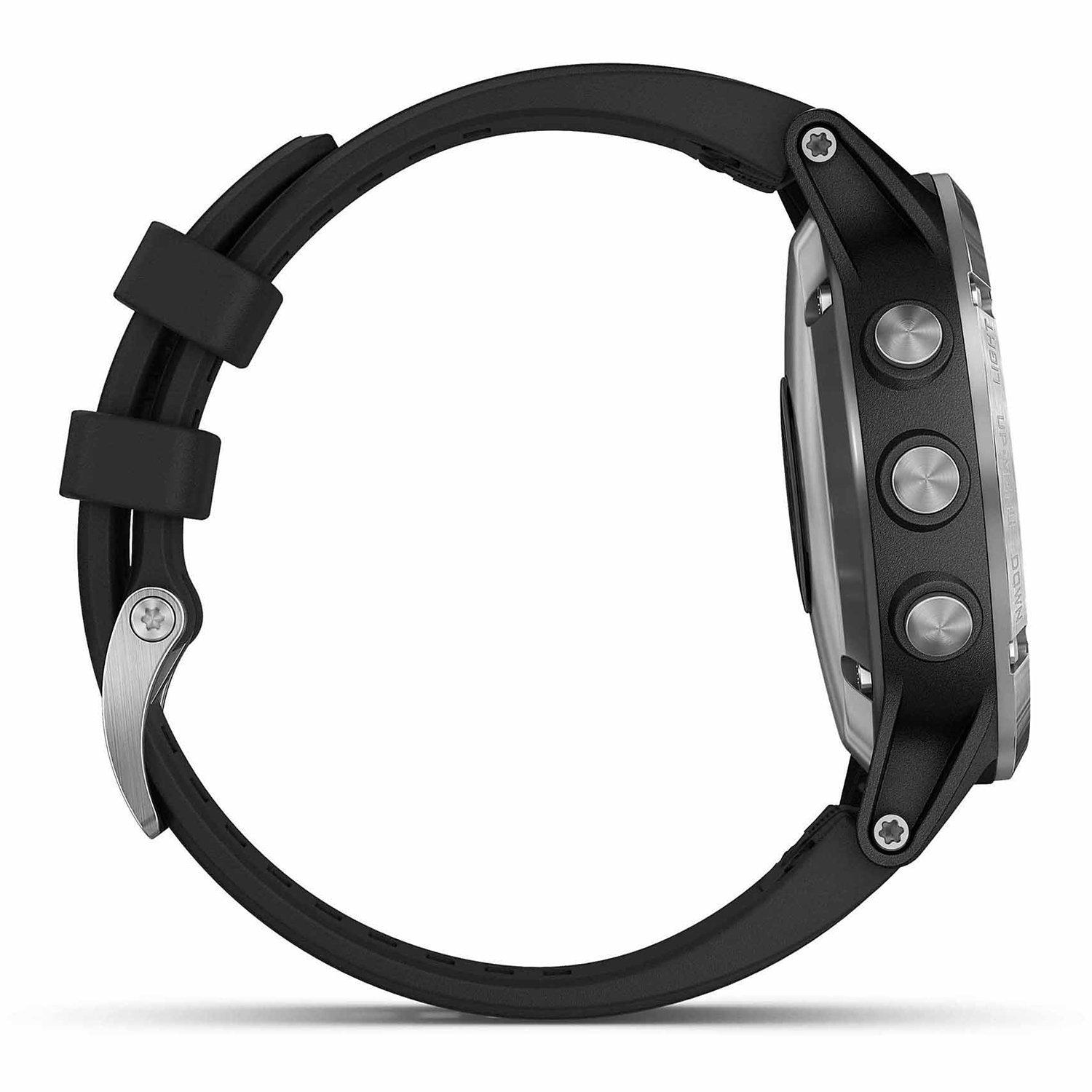 Garmin f nix 5 Plus GPS Multisport Watch Silver with Black Band 4.7cm