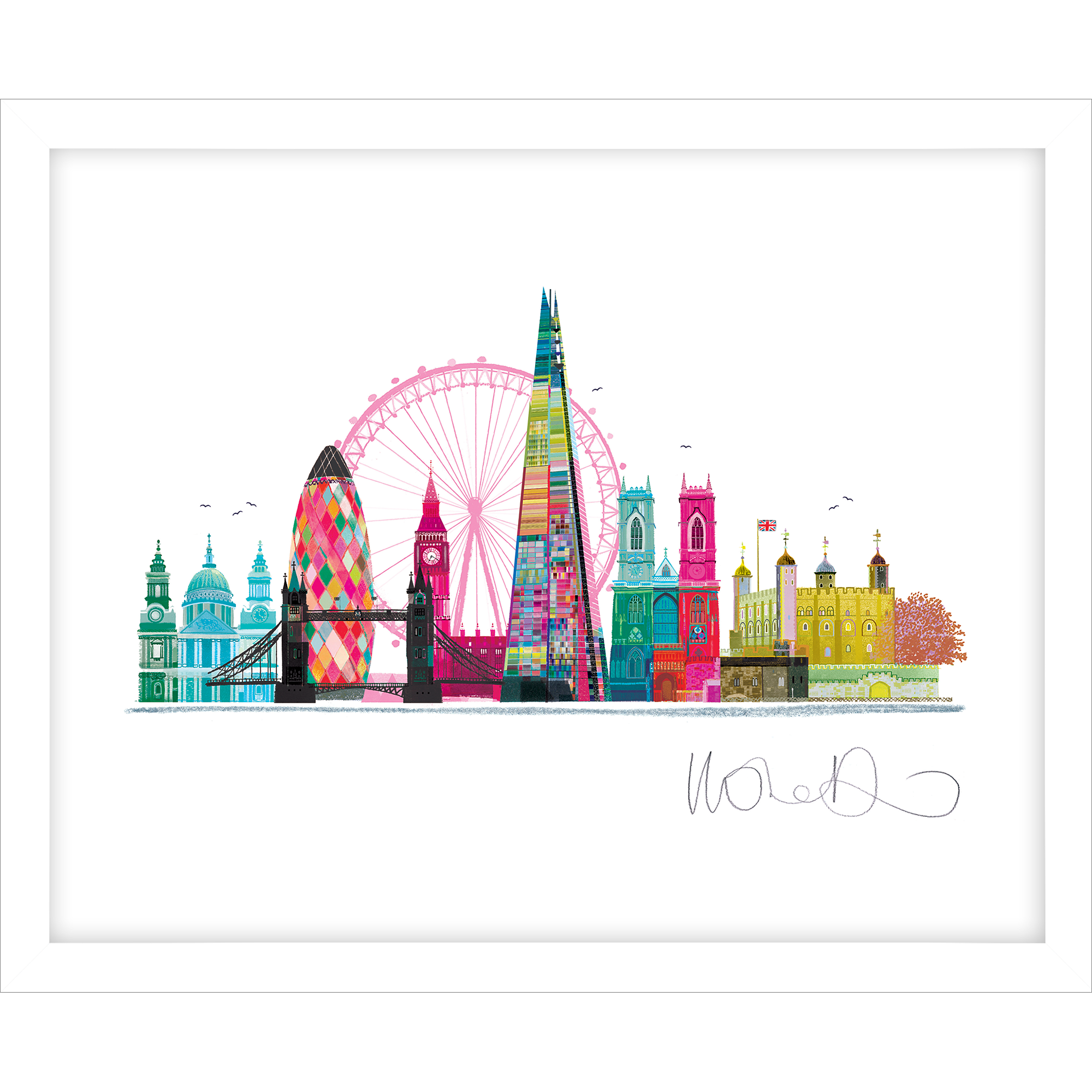 John Lewis Ilona Drew 'London Skyline' Framed Print, 27.5 x 33.5cm