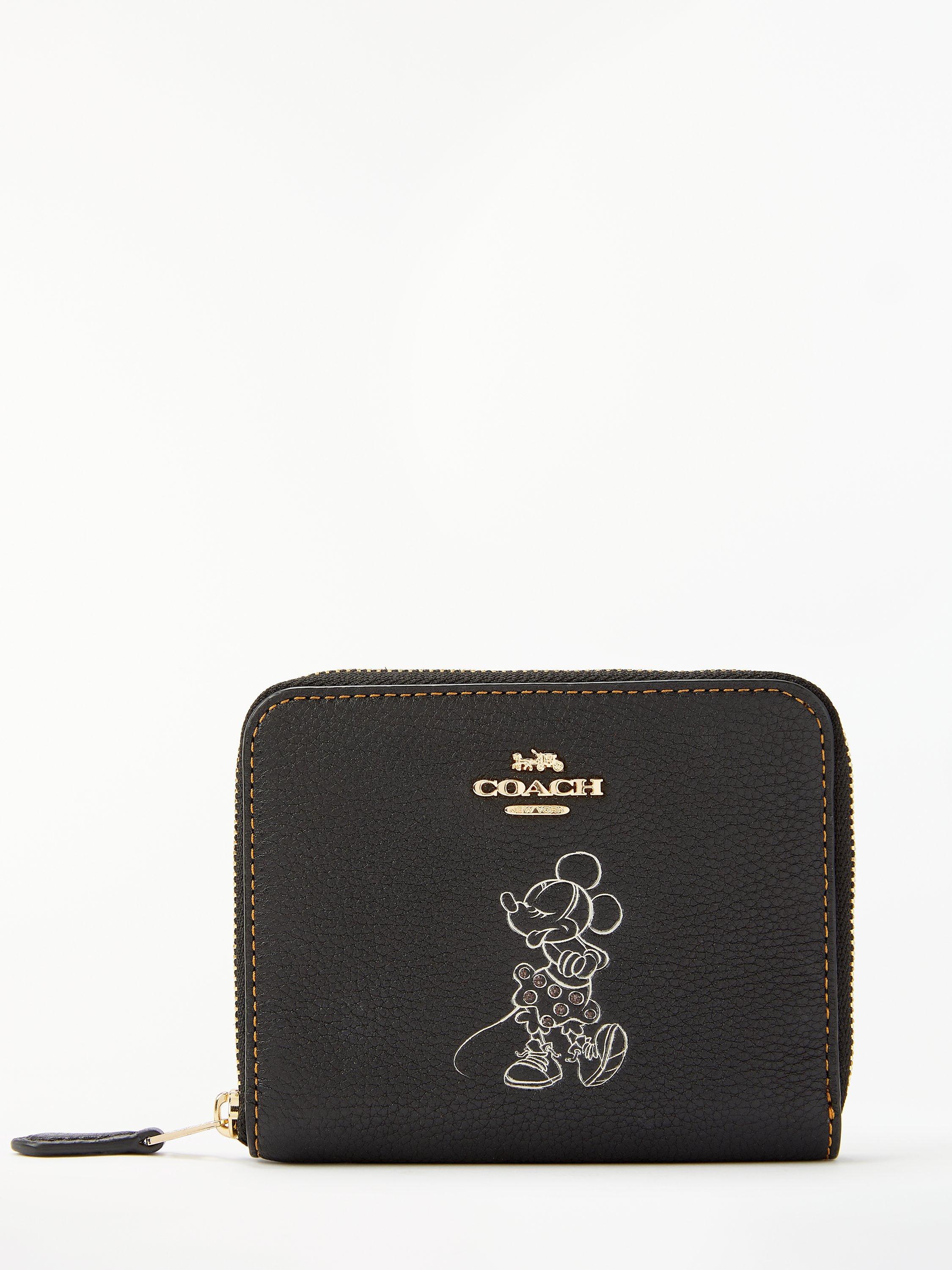 Disney x Coach Minnie Small Leather Zip Around Purse, Black