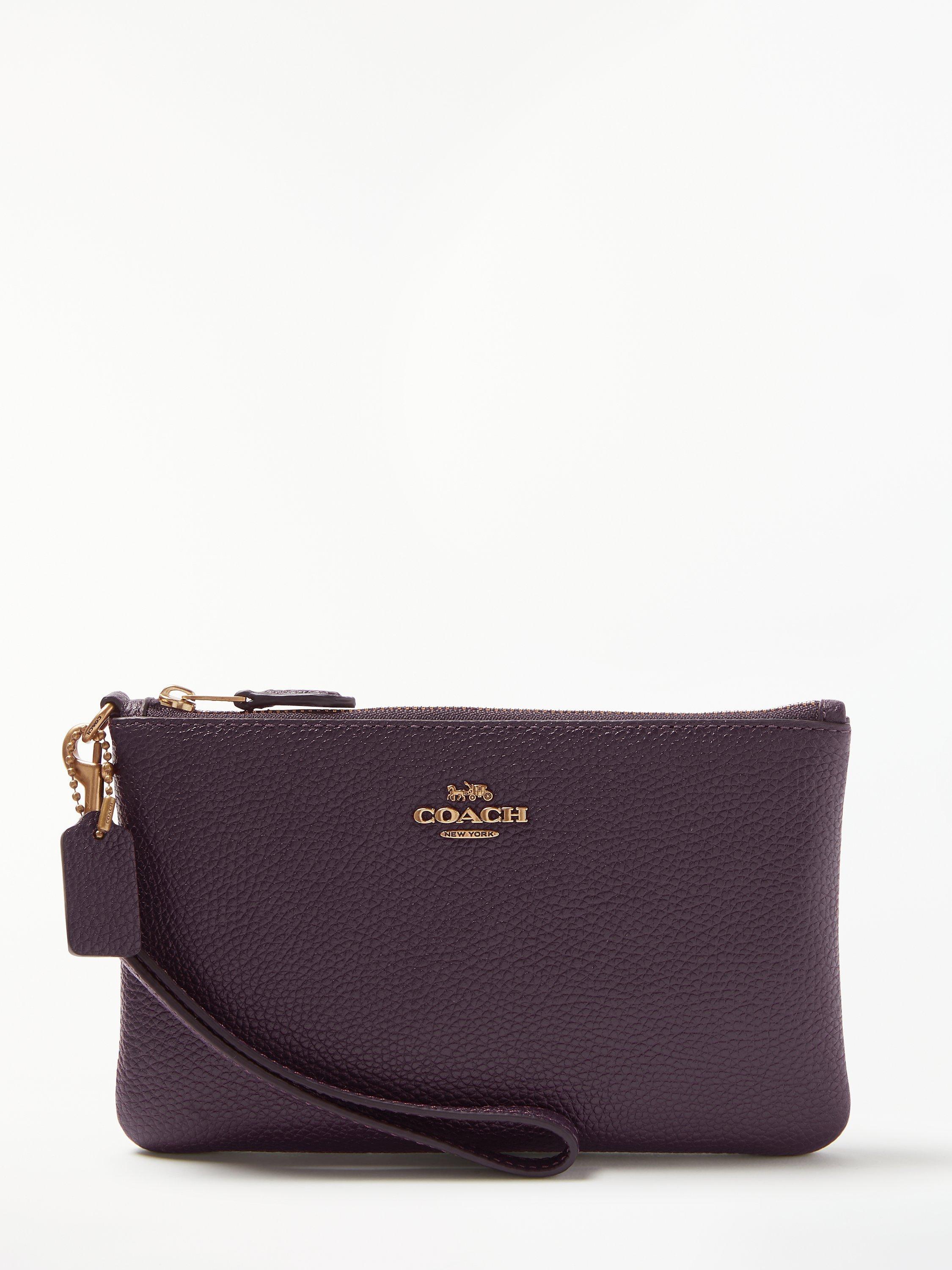 Coach Leather Small Wristlet Purse, Plum