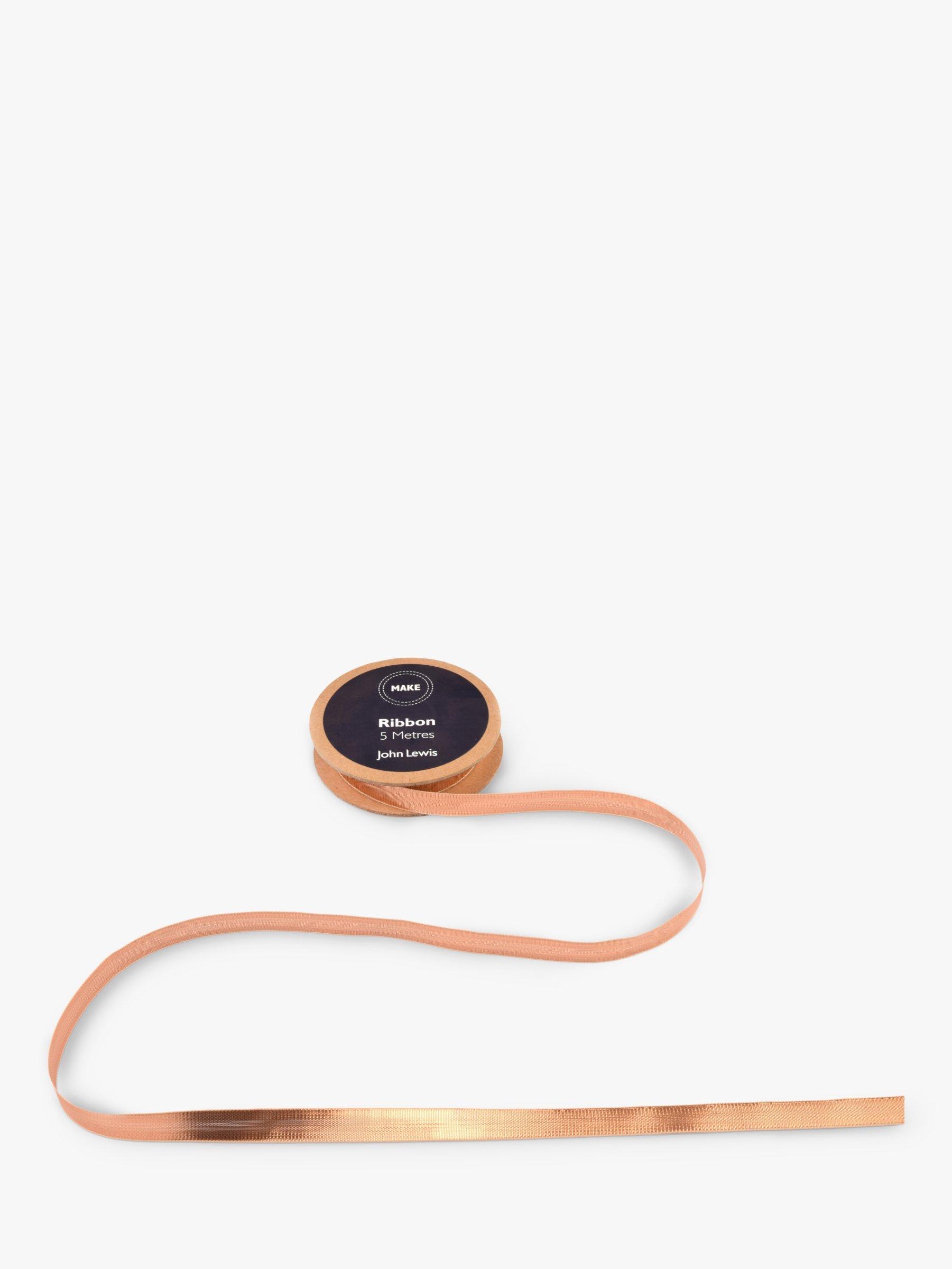 John Lewis Liquid Lame Ribbon, 5m, Rose Gold