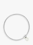 Claudia Bradby Sterling Silver Pearl Charm Bangle, Silver/White