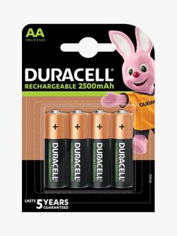Duracell Rechargeable AA Batteries 2500mAh, Pack of 4, 