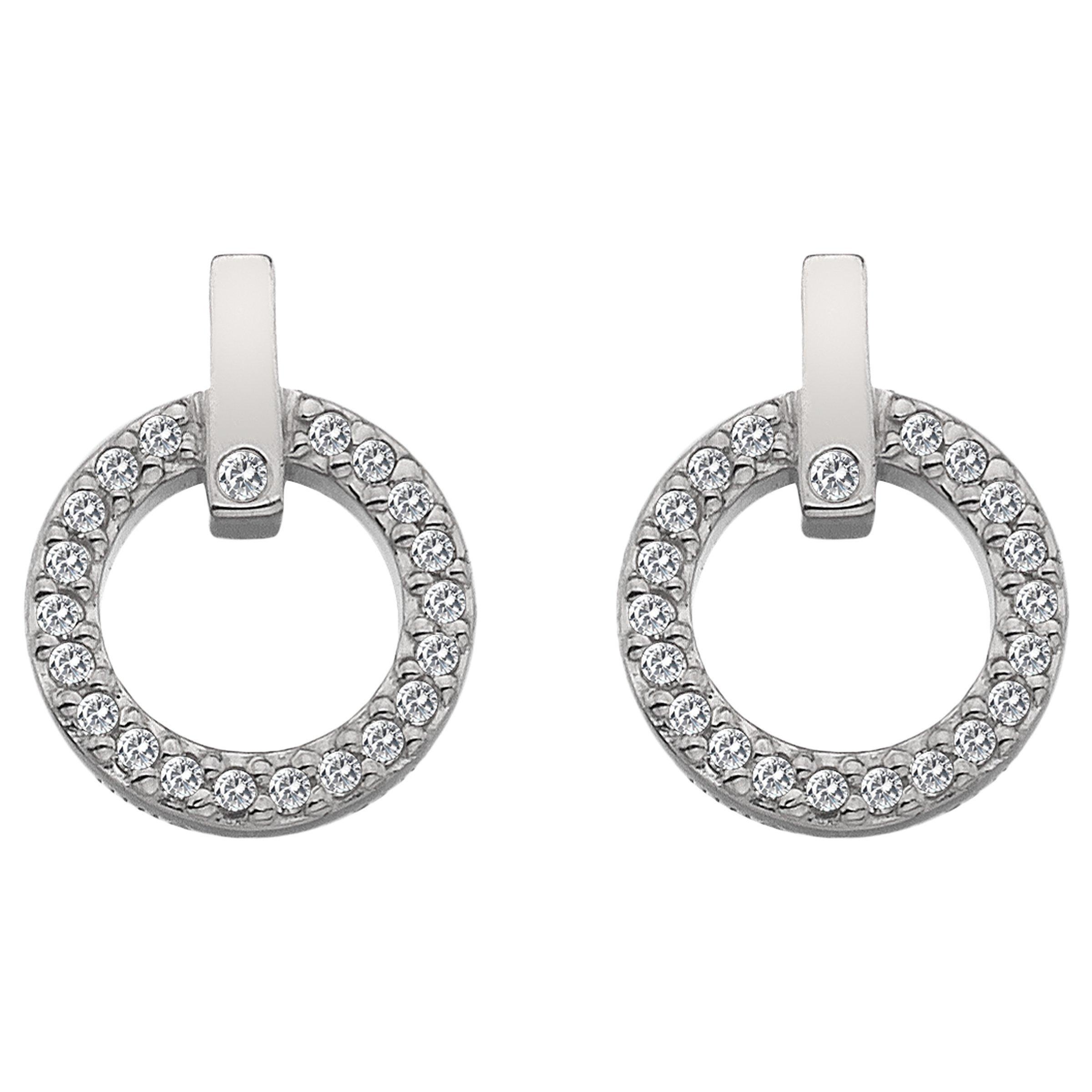 Hot Diamonds White Topaz and Diamond Circle Stud Earrings, Silver