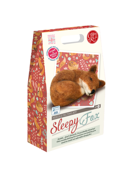 The Crafty Kit Company Sleepy Fox Needle Felting Kit, 