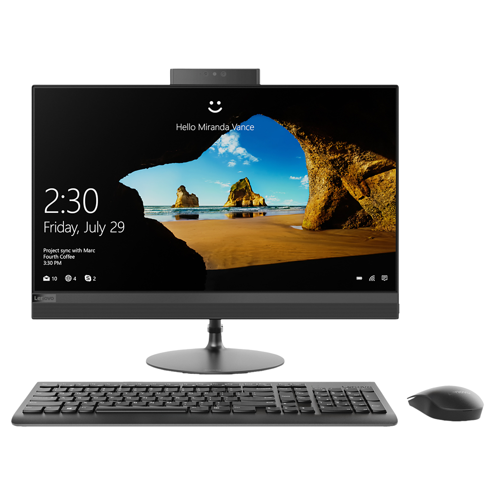 Lenovo 520-24ARR All-in-One Desktop PC, AMD Ryzen 5, 8GB RAM, 2TB HDD + 128GB SSD, 23.8” Full HD, Black