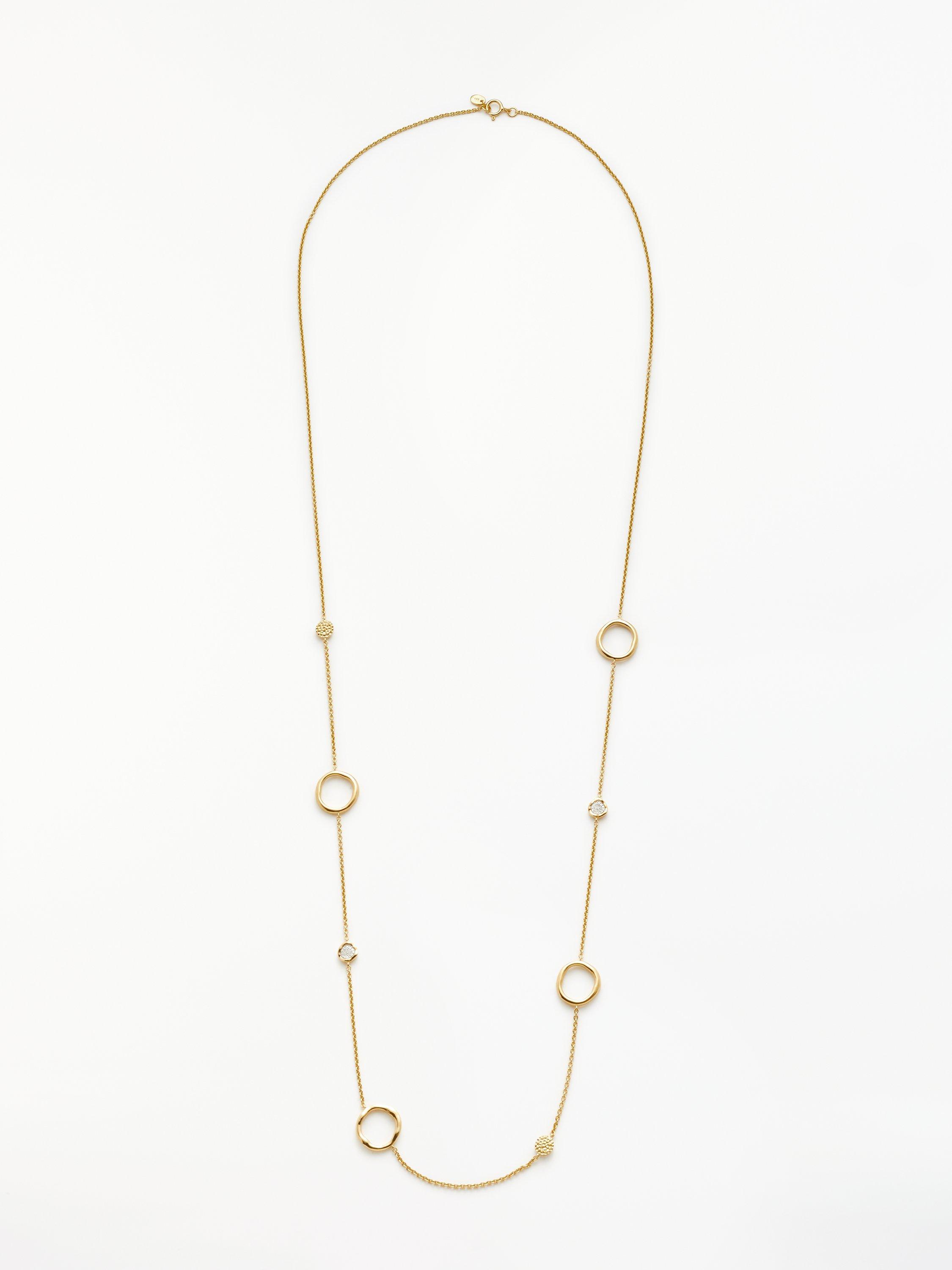 Product image 1 of 4, which shows John Lewis Diamond Mini Circle Long Long Necklace, Gold