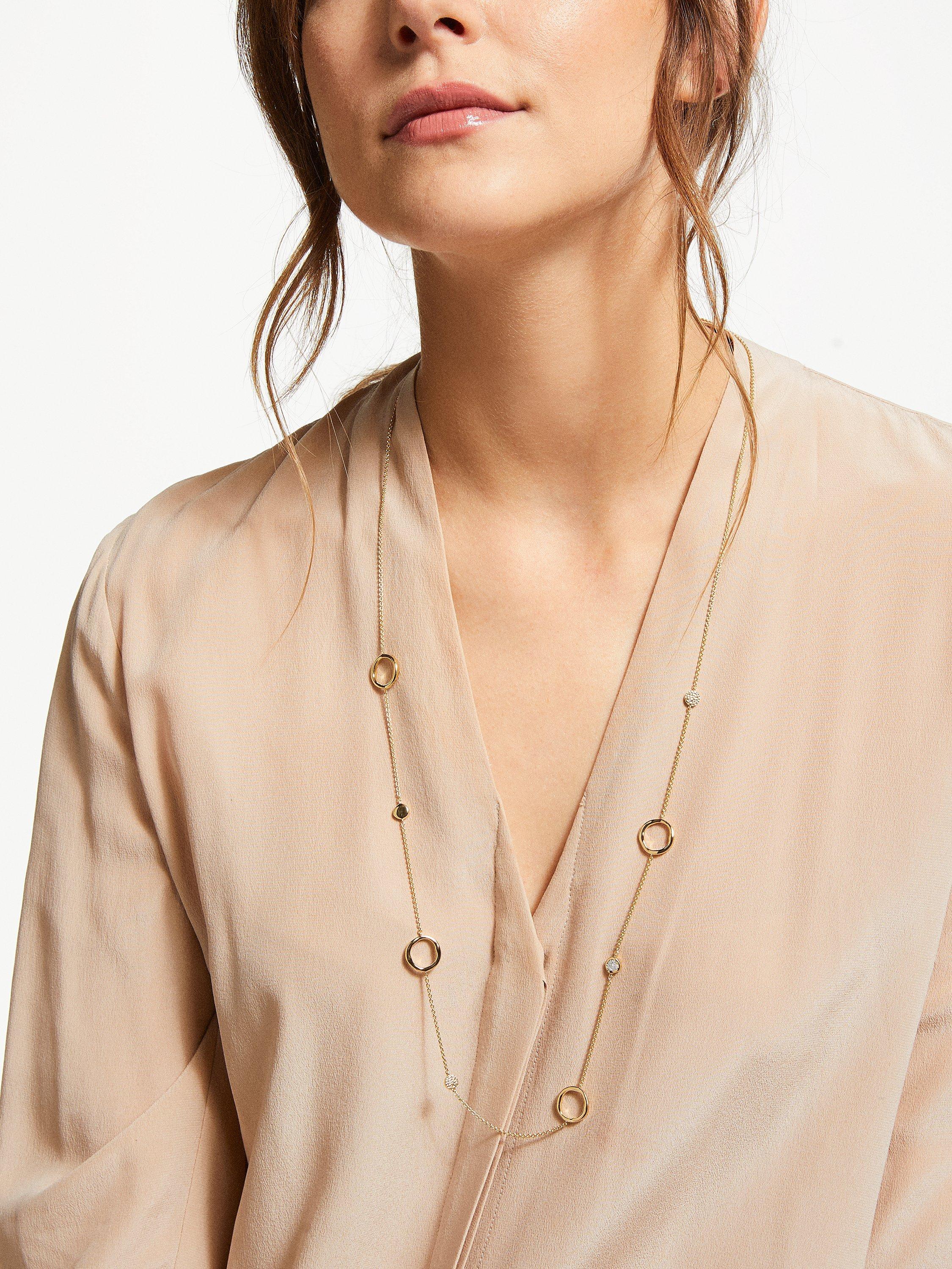 Product image 2 of 4, which shows John Lewis Diamond Mini Circle Long Long Necklace, Gold