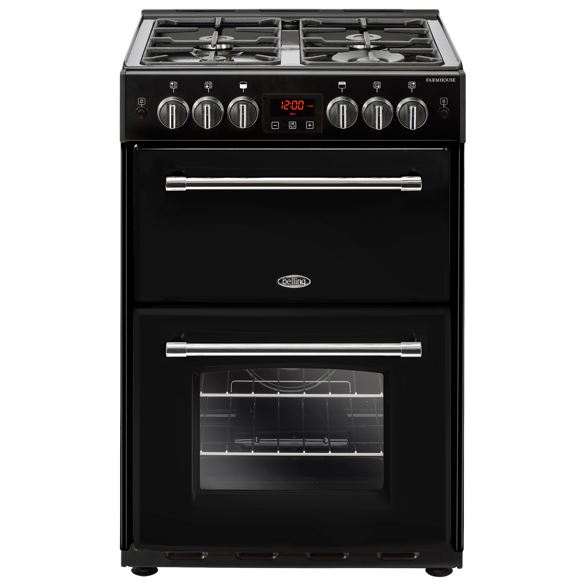 Belling Farmhouse 60G Gas Cooker, 60cm Wide, Black