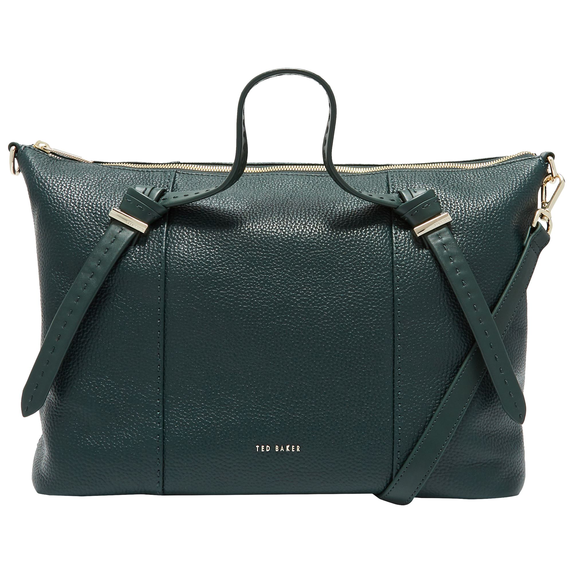 Ted Baker Oellie Knotted Handle Large Leather Tote Bag Dark Green