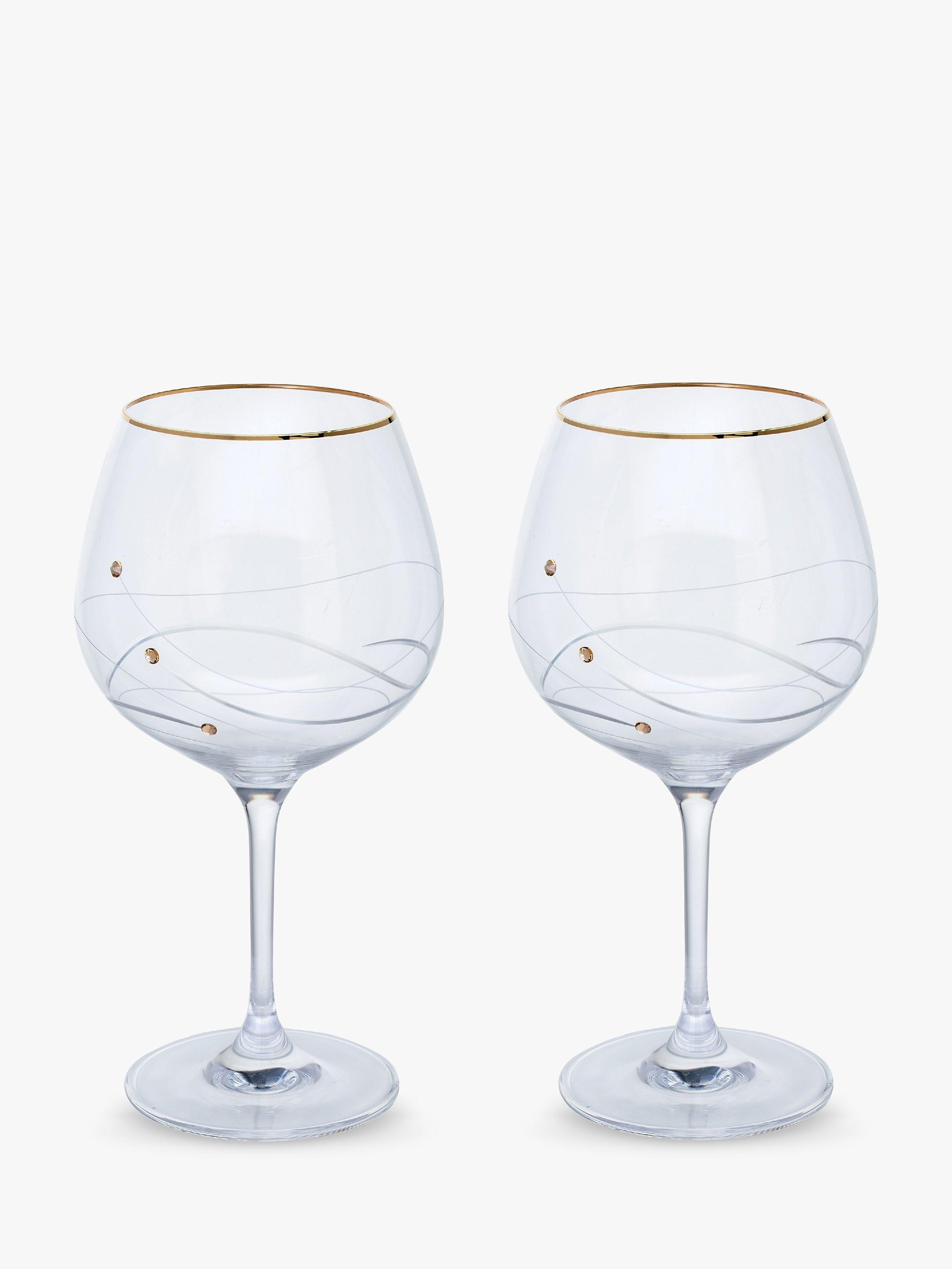 Dartington Crystal Glitz Crystal Gin Glasses, 610ml, Set of 2, Clear/Gold
