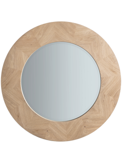 Gallery Direct Tapio Wood Inlay Round Mirror, 90cm, Oak