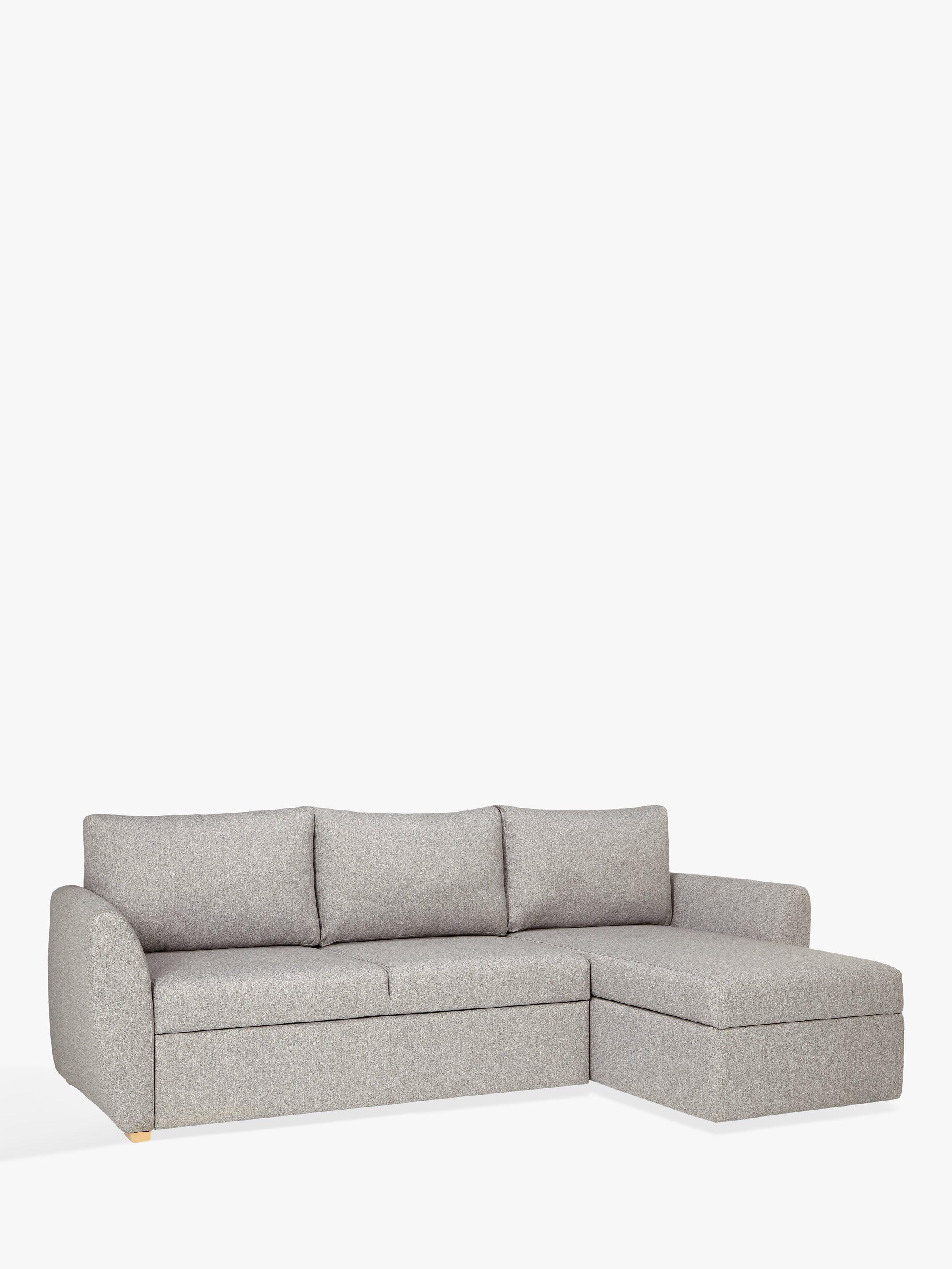 Sansa Range, John Lewis Sansa Splayed Arm Sofa Bed with Storage, Brushed Tweed Grey
