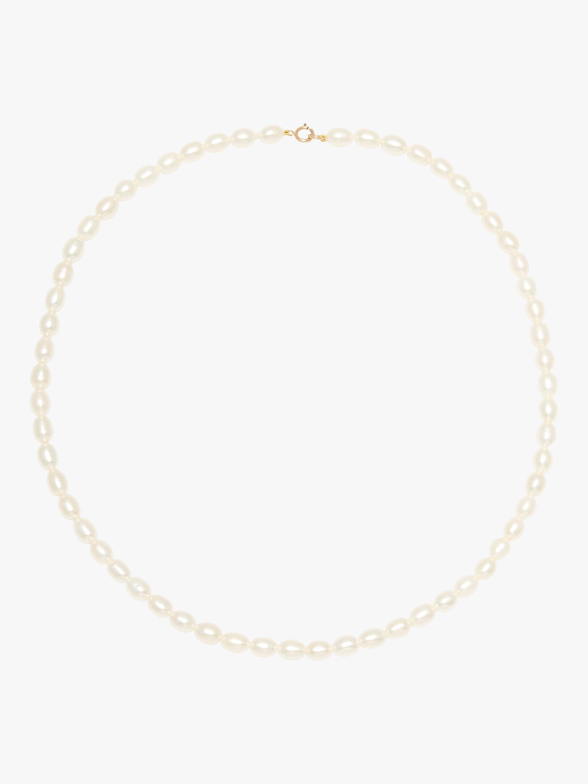 E.W Adams 9ct Gold Clasp Rice Pearl Necklace