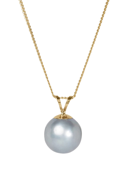 E.W Adams 9ct Gold Freshwater Pearl Pendant Necklace, Grey