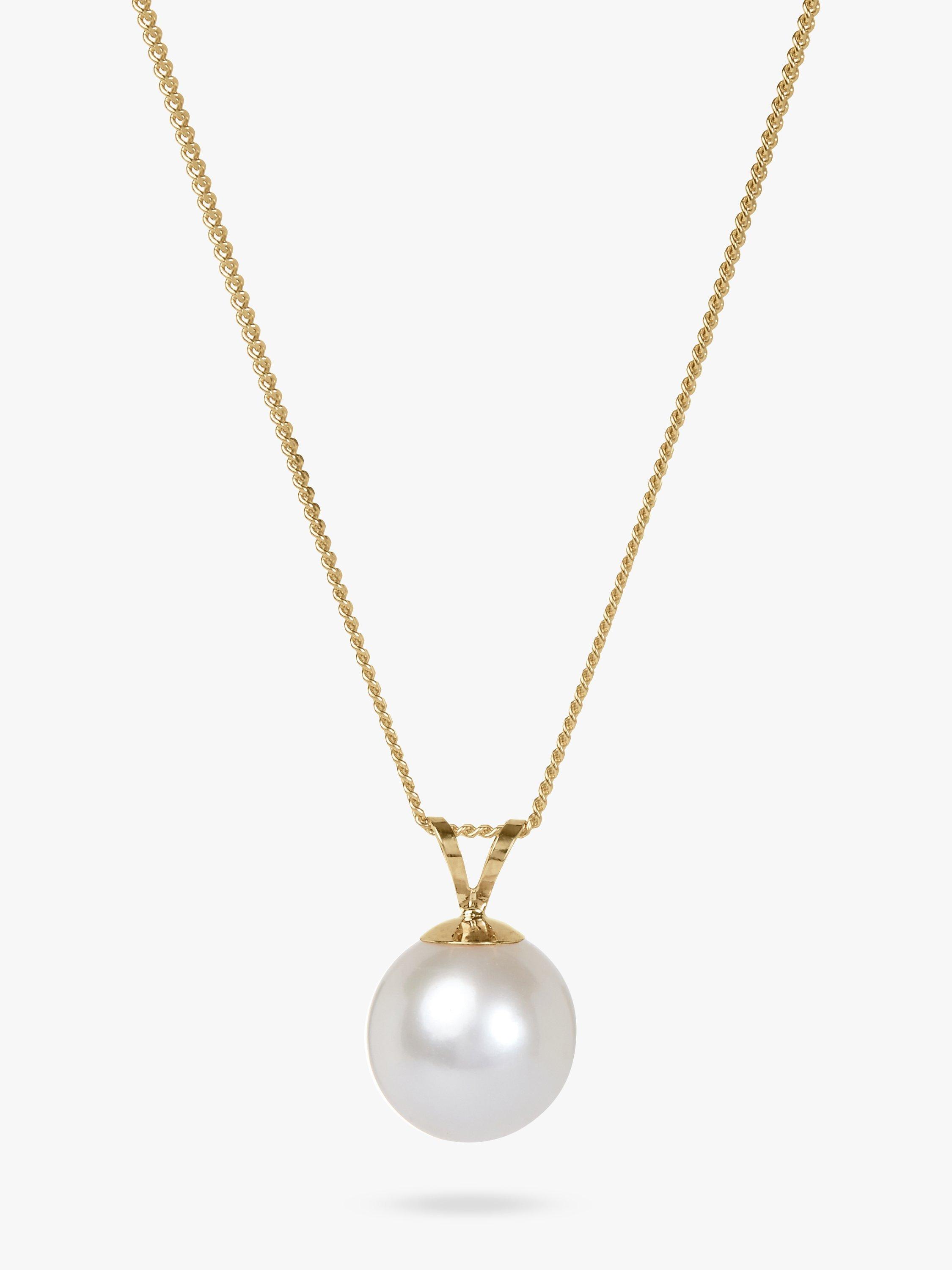 Product image 1 of 3, which shows E.W Adams 9ct Gold Freshwater Pearl Pendant Necklace, White